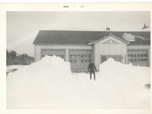 Romeo Auto Body, Romeo shoveling the yard after a snow storm in 1957
